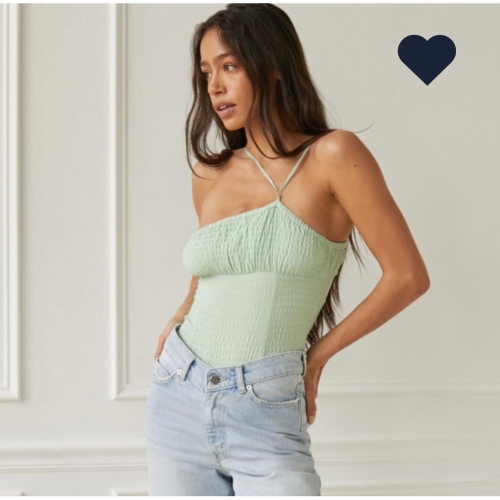 Urban Outfitters Out From Under Natalia Smocked Bodysuit Asymmetrical